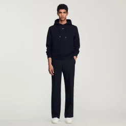 Sandro Paris Moletons E Jogging-Sweatshirt Masculina De Algodao Organico Bordado