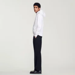 Sandro Paris Moletons E Jogging-Sweatshirt Masculina De Algodao Organico Bordado