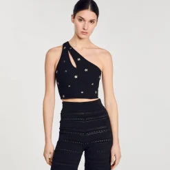 Sandro Paris Conjuntos-Top Cropped Assimetrico