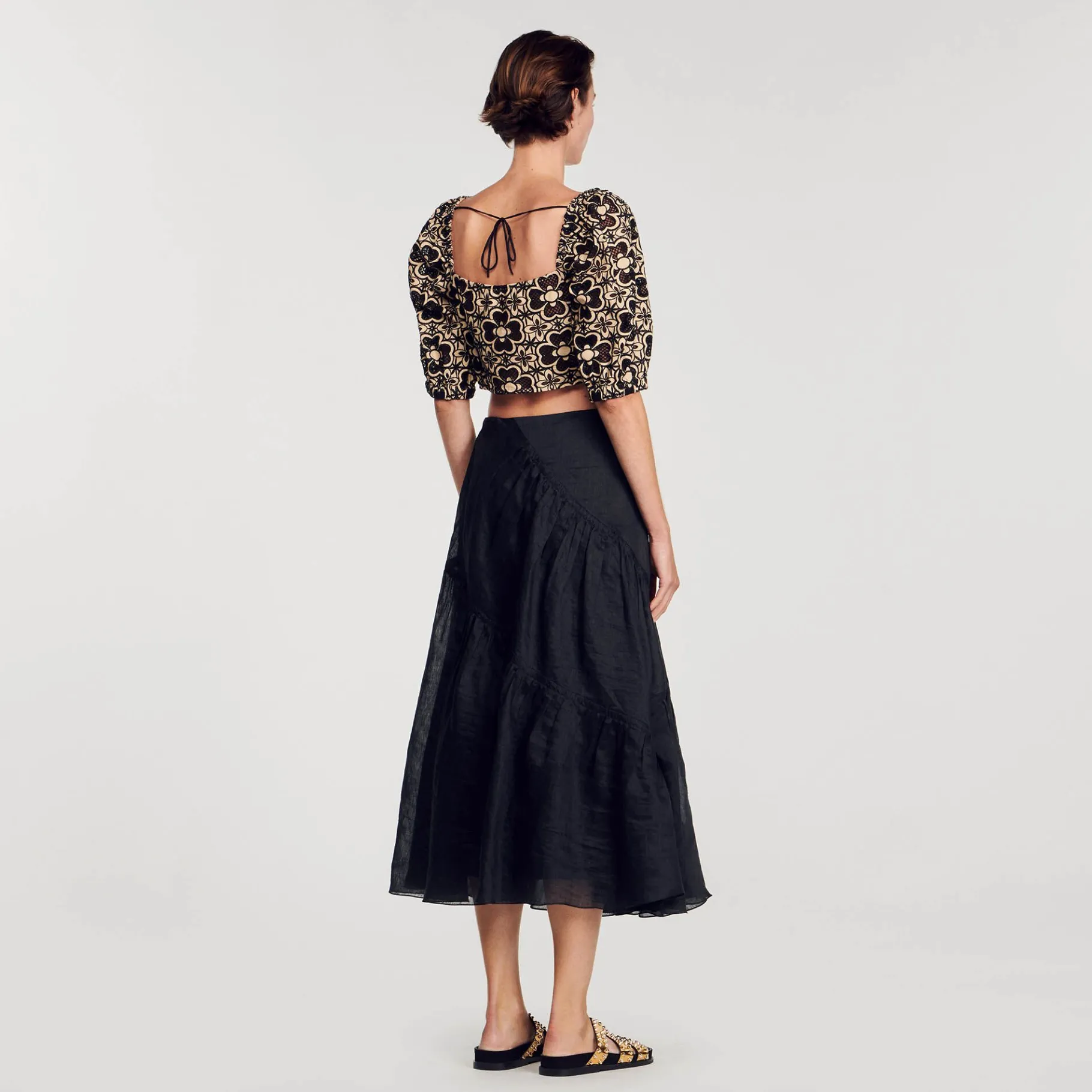 Sandro Paris Tops E Camisas-Top Cropped Bordado Ingles