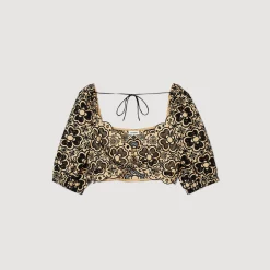 Sandro Paris Tops E Camisas-Top Cropped Bordado Ingles