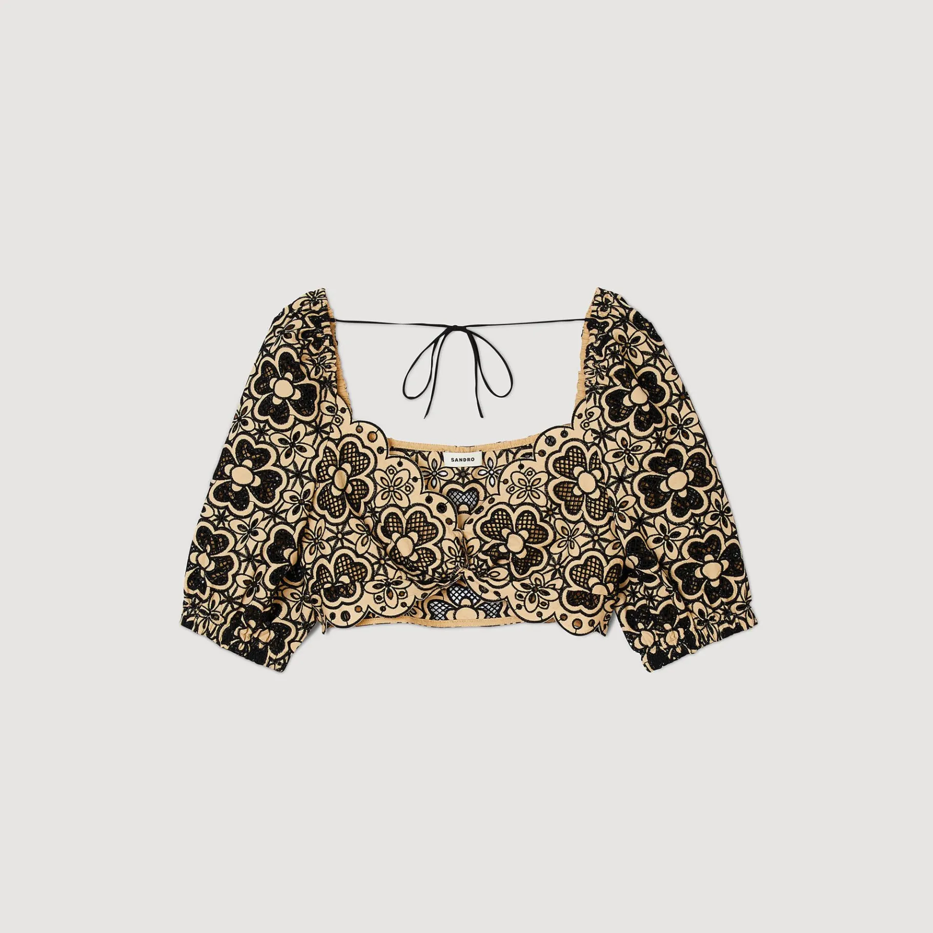 Sandro Paris Tops E Camisas-Top Cropped Bordado Ingles