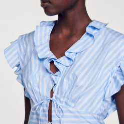 Sandro Paris Conjuntos-Top Cropped Listrado Com Babados