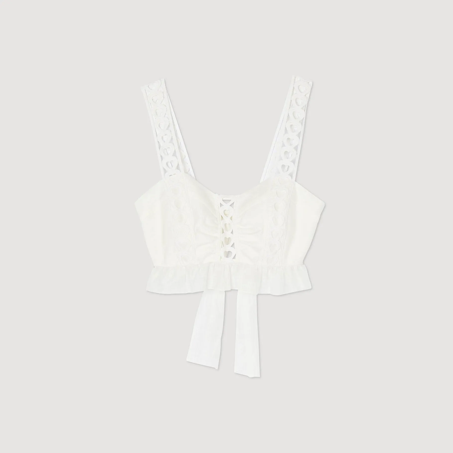 Sandro Paris Tops E Camisas-Top Curto Em Mescla De Linho