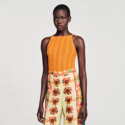 Sandro Paris Suéteres E Cardigans-Top De Malha Com Strass