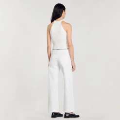 Sandro Paris Suéteres E Cardigans-Top De Malha Decorado Com Perolas