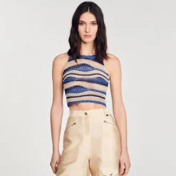 Sandro Paris Suéteres E Cardigans-Top De Malha Recortada