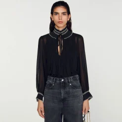 Sandro Paris Tops E Camisas-Top De Musselina