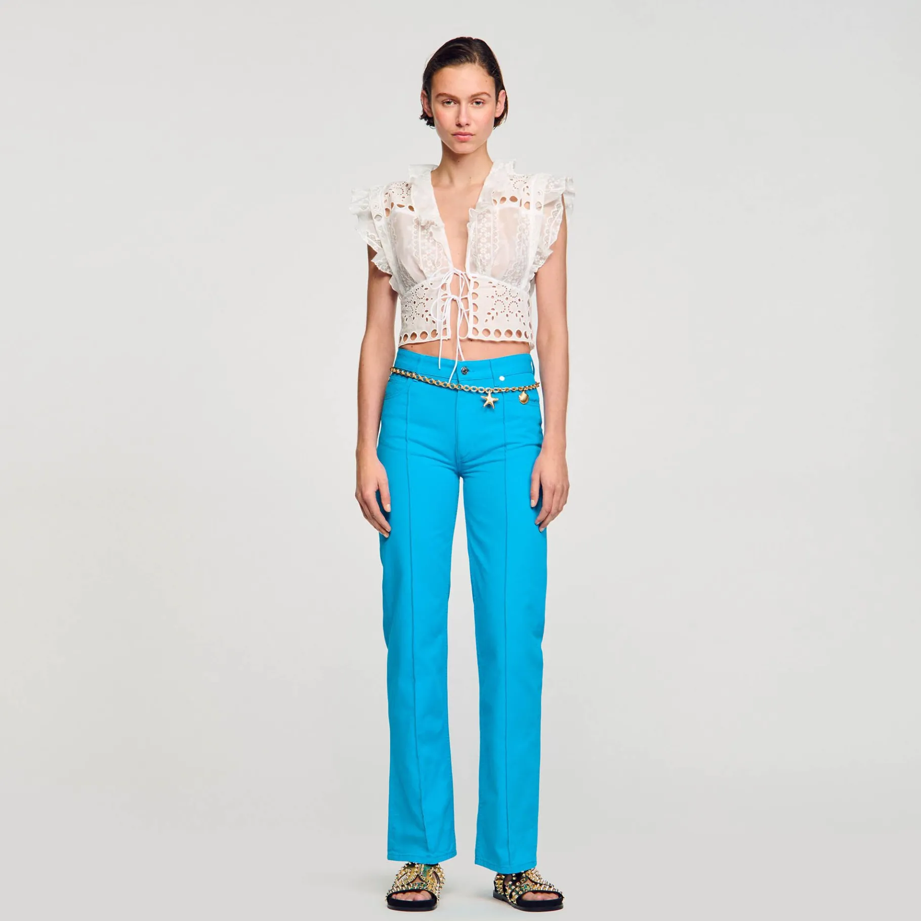 Sandro Paris Tops E Camisas-Top Recortado Com Babados