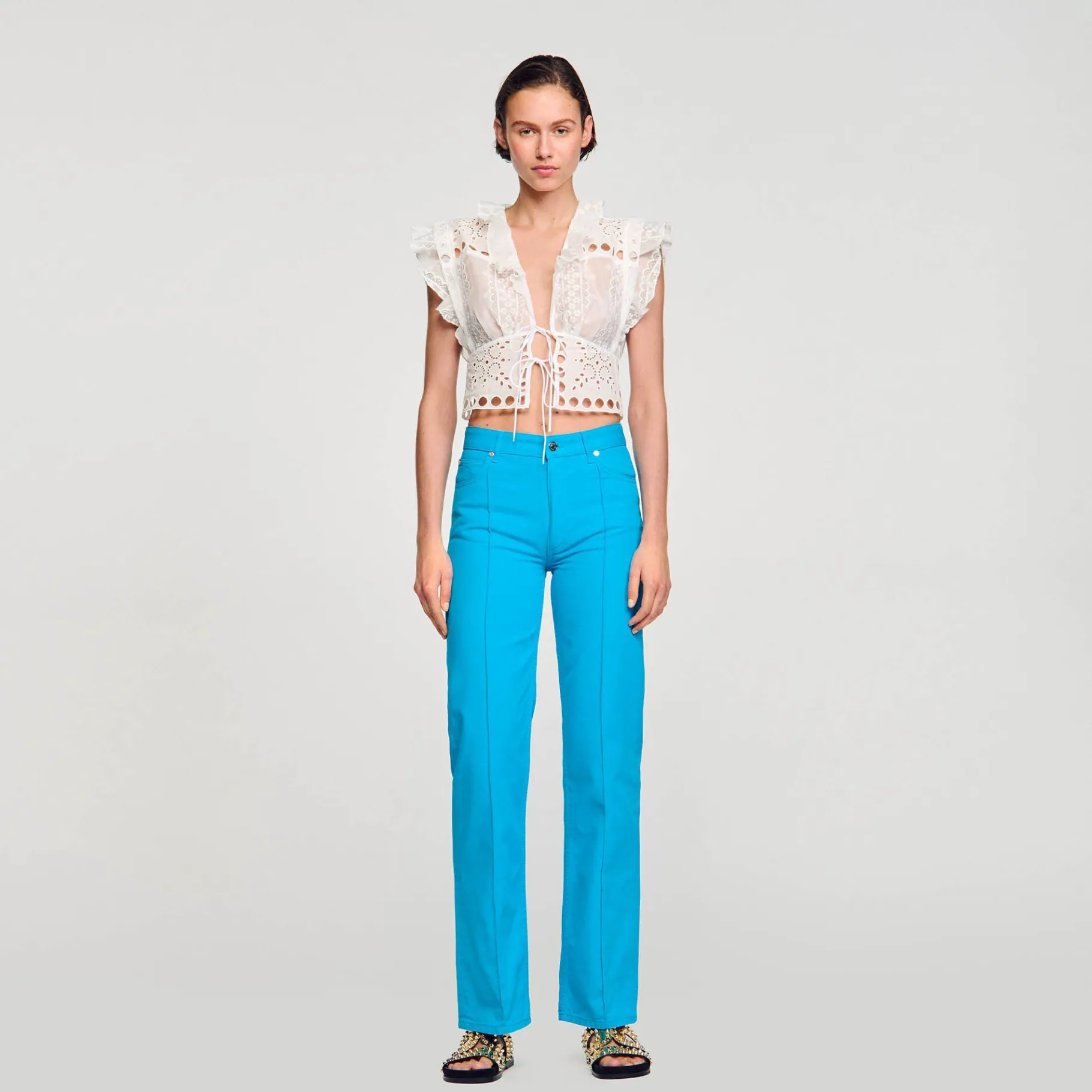 Sandro Paris Tops E Camisas-Top Recortado Com Babados