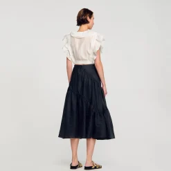 Sandro Paris Tops E Camisas-Top Recortado Com Babados