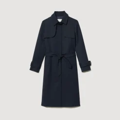 Sandro Paris Casacos-Trench Coat Com Insercao Plissada
