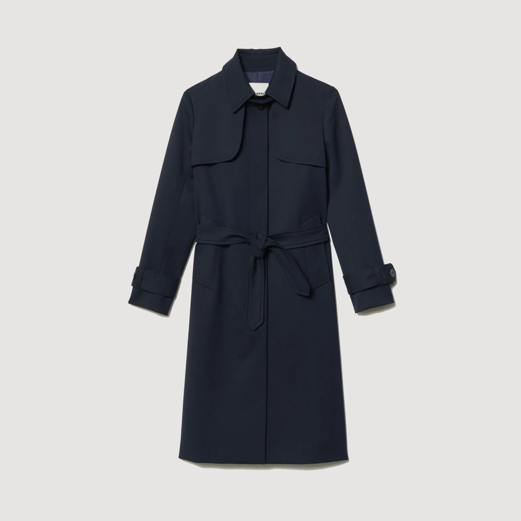 Sandro Paris Casacos-Trench Coat Com Insercao Plissada