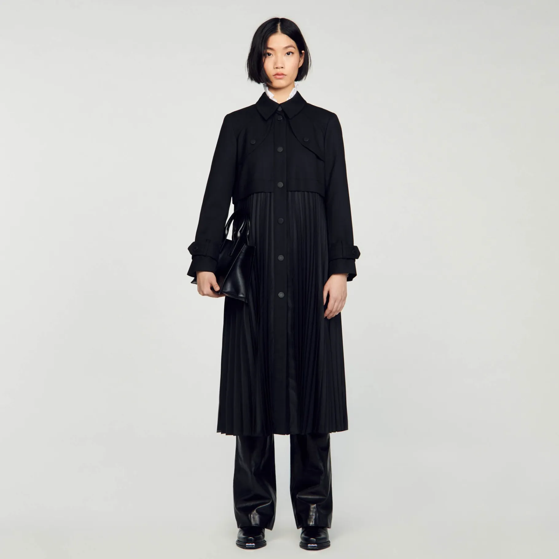 Sandro Paris Casacos-Trench Coat Plissado