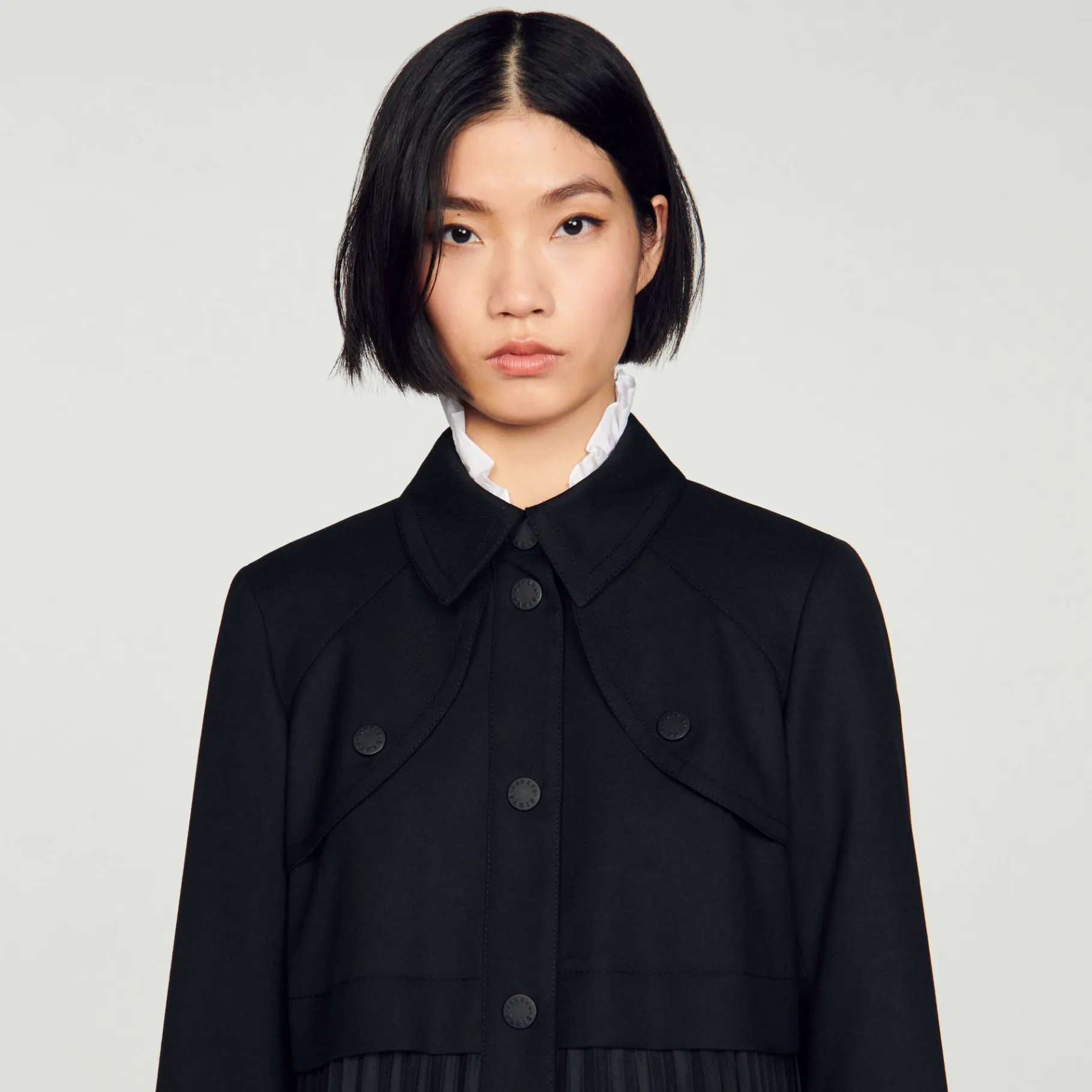 Sandro Paris Casacos-Trench Coat Plissado