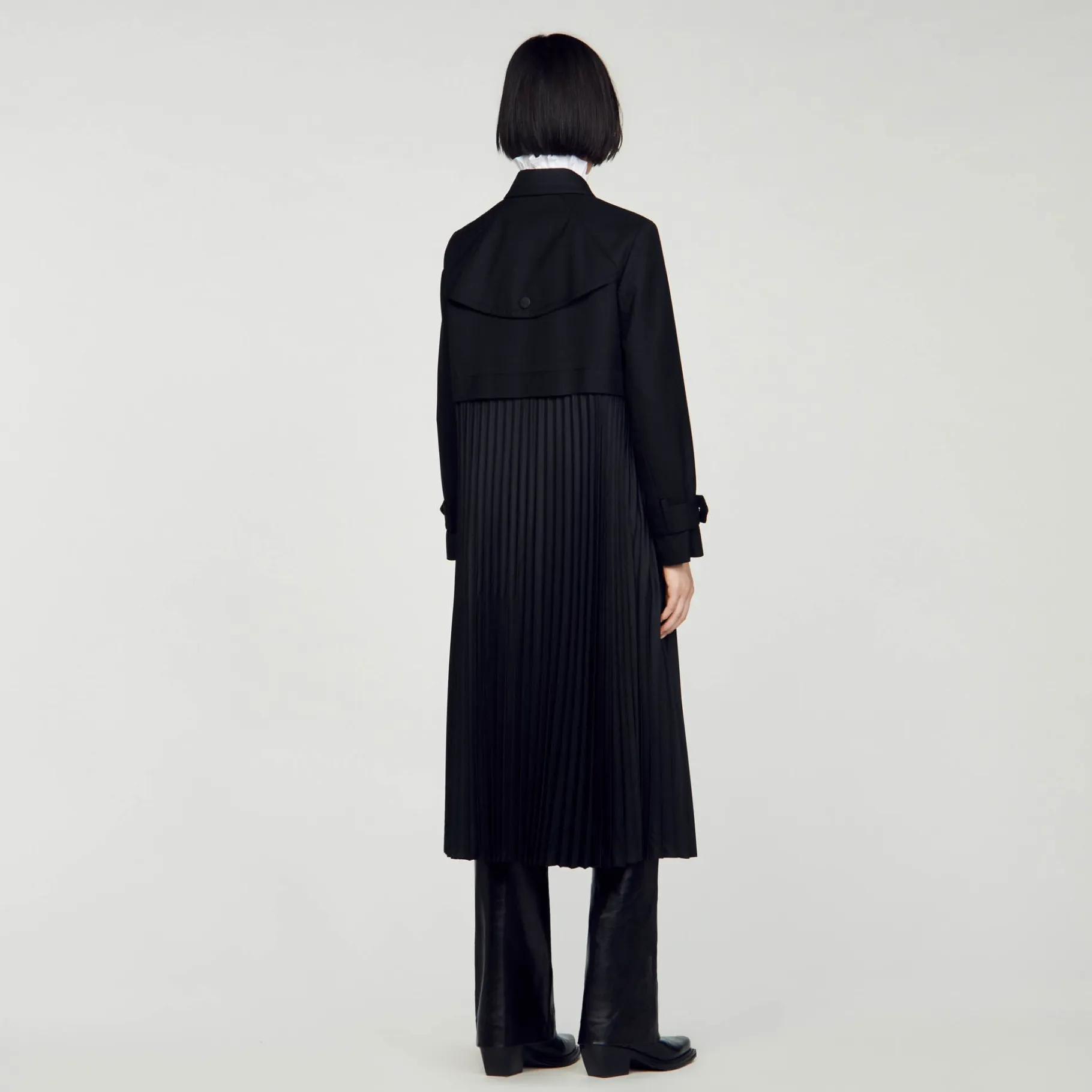 Sandro Paris Casacos-Trench Coat Plissado