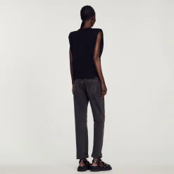 Sandro Paris Camisetas-T-Shirt Com Strass E Abertura De Gota