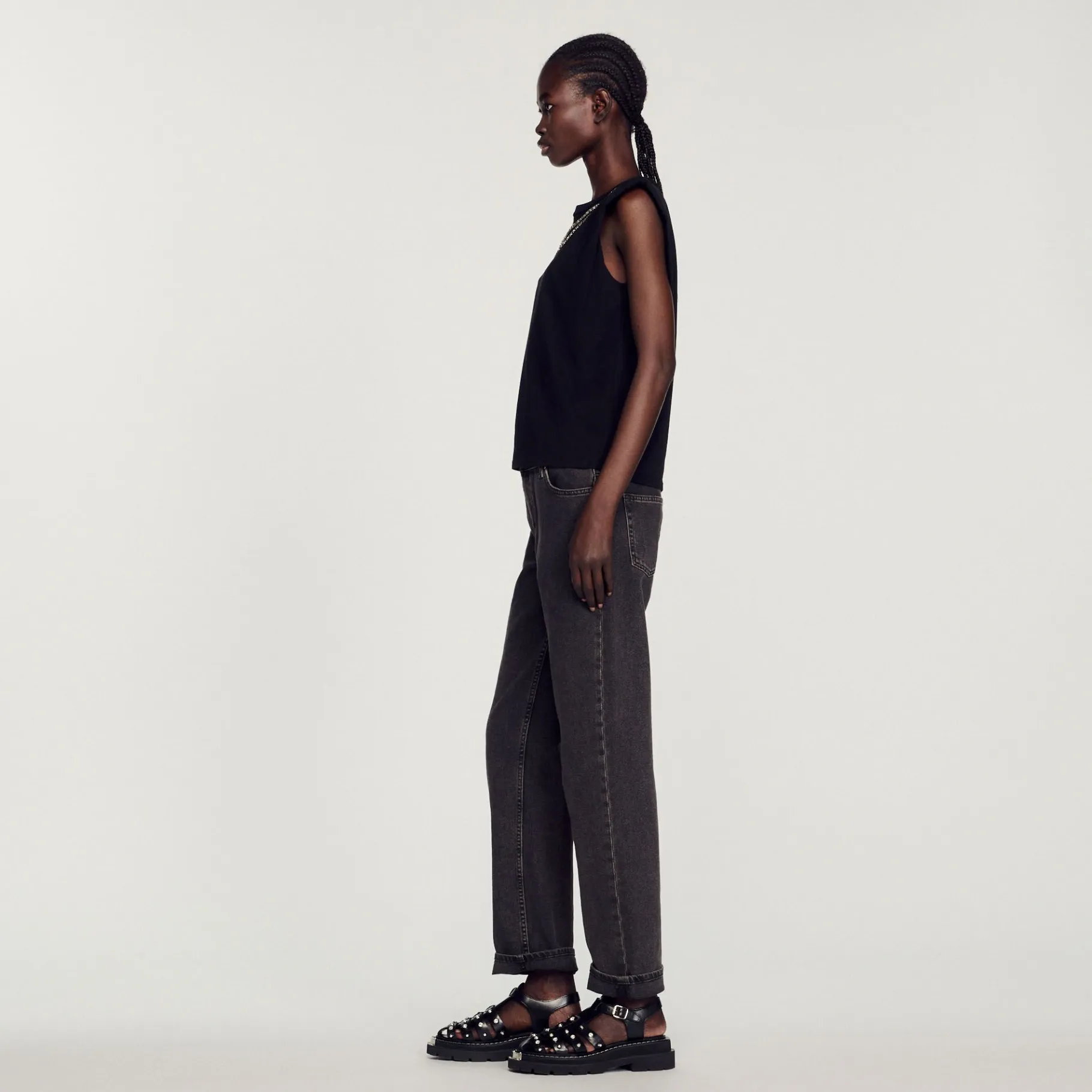 Sandro Paris Camisetas-T-Shirt Com Strass E Abertura De Gota