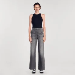 Sandro Paris Camisetas-T-Shirt Sem Mangas Com Bordado