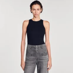 Sandro Paris Camisetas-T-Shirt Sem Mangas Com Bordado