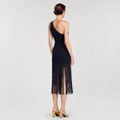 Sandro Paris Vestidos-Vestido Assimetrico Com Franjas