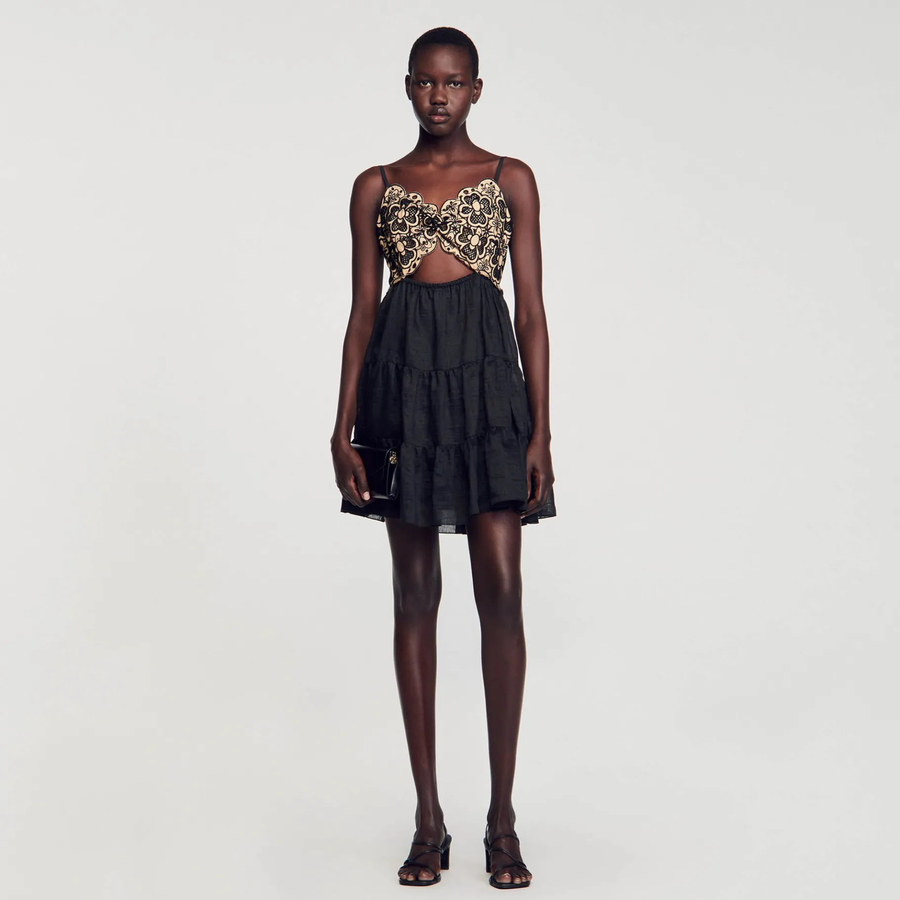 Sandro Paris Vestidos-Vestido Bordado Em Dois Tons