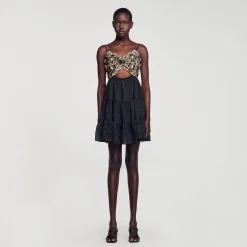 Sandro Paris Vestidos-Vestido Bordado Em Dois Tons