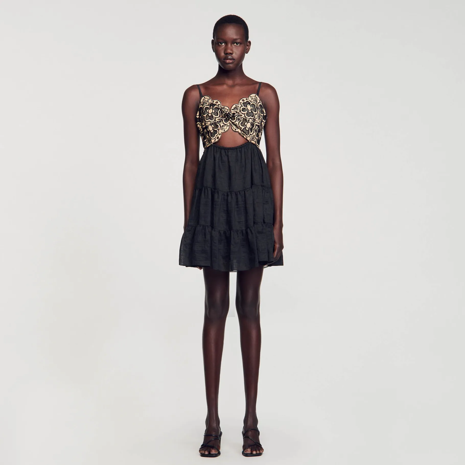 Sandro Paris Vestidos-Vestido Bordado Em Dois Tons