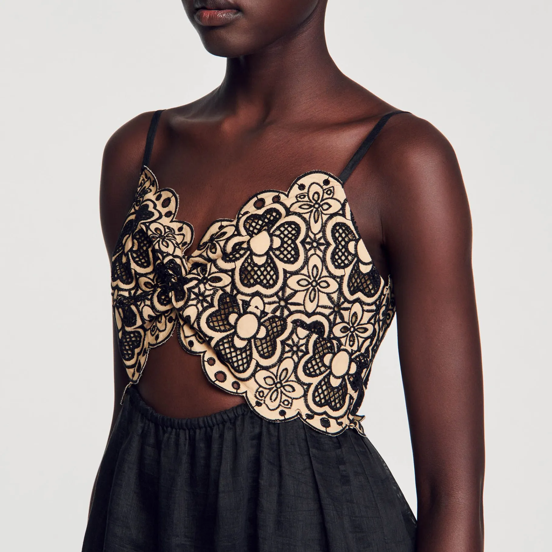 Sandro Paris Vestidos-Vestido Bordado Em Dois Tons