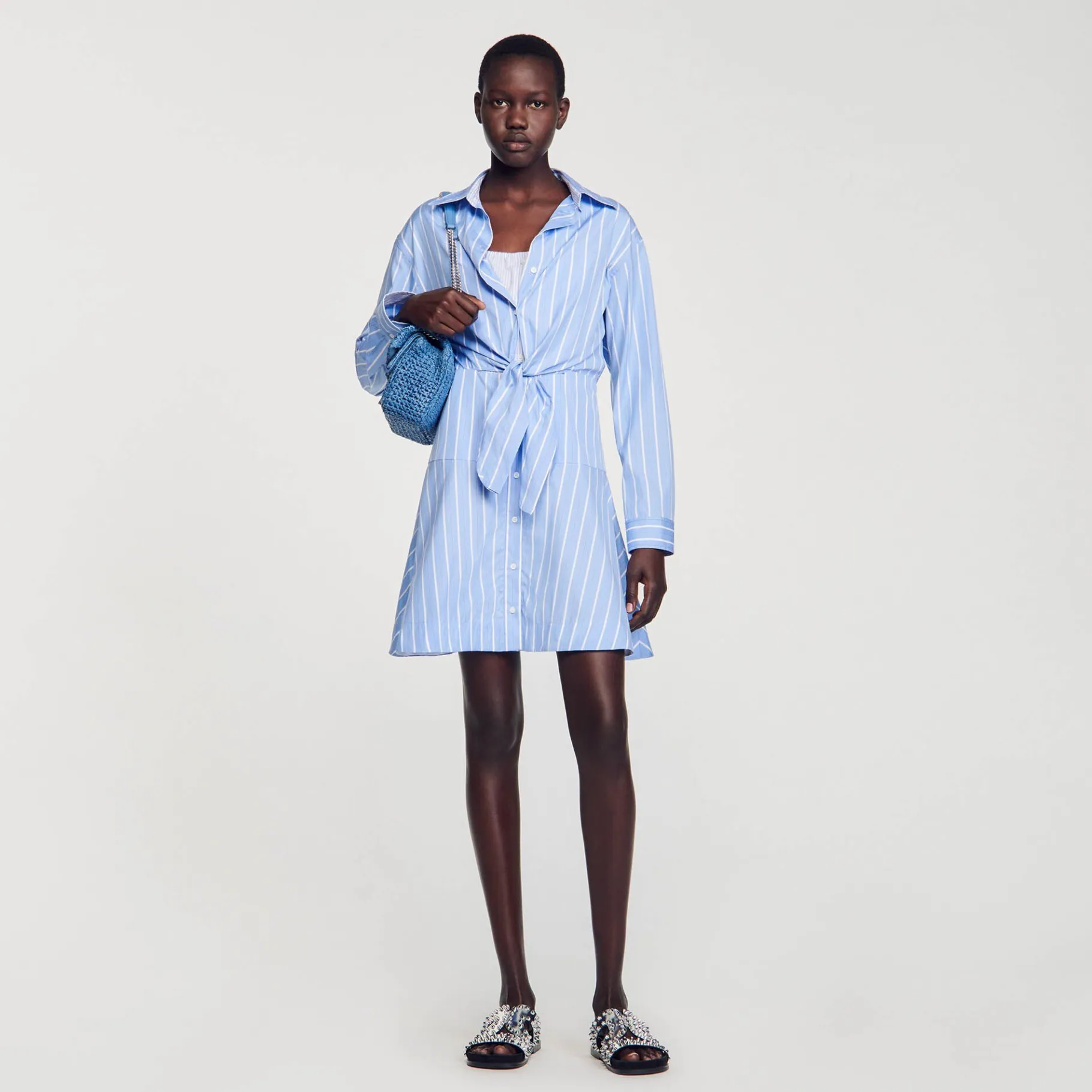 Sandro Paris Vestidos-Vestido Camisa Listrado Com No