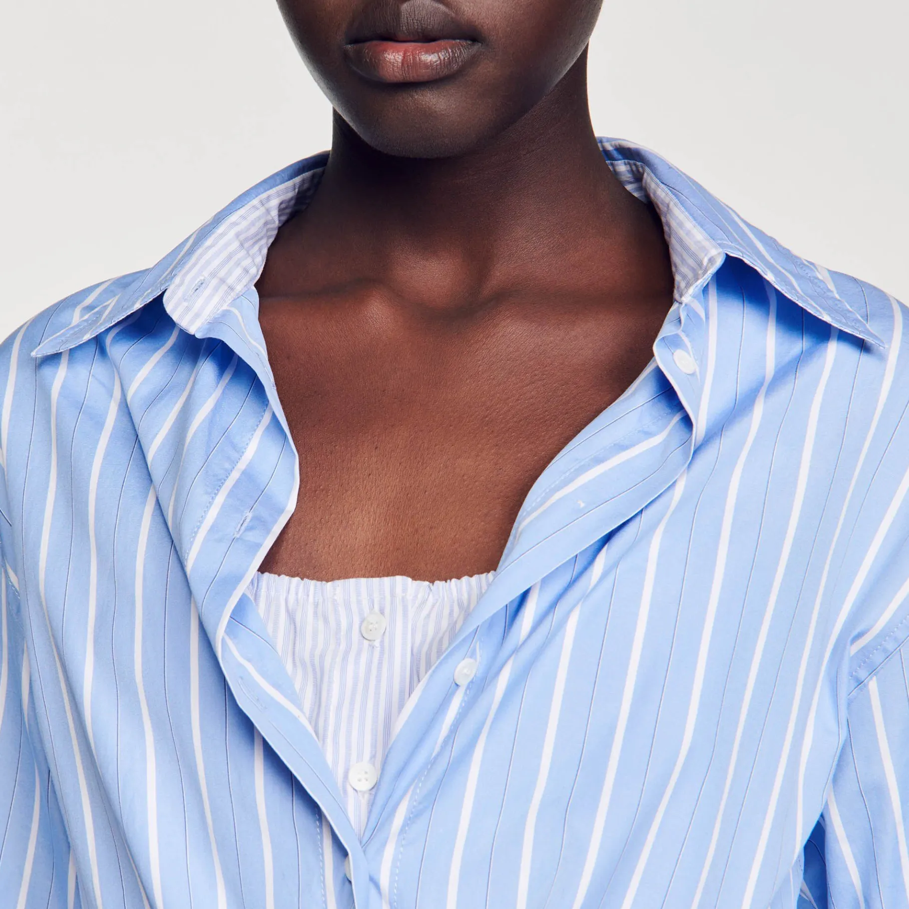 Sandro Paris Vestidos-Vestido Camisa Listrado Com No