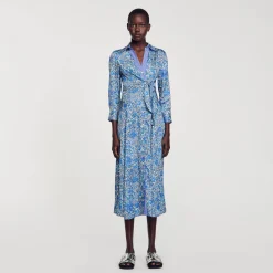 Sandro Paris Vestidos-Vestido Camisa Midi Com Flores