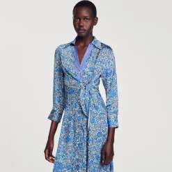 Sandro Paris Vestidos-Vestido Camisa Midi Com Flores