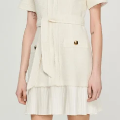 Sandro Paris Vestidos-Vestido Casaco De La Com Efeito Tweed