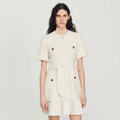 Sandro Paris Vestidos-Vestido Casaco De La Com Efeito Tweed