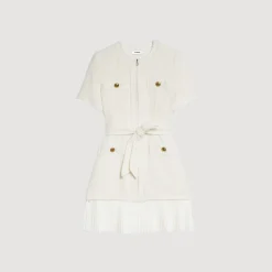 Sandro Paris Vestidos-Vestido Casaco De La Com Efeito Tweed