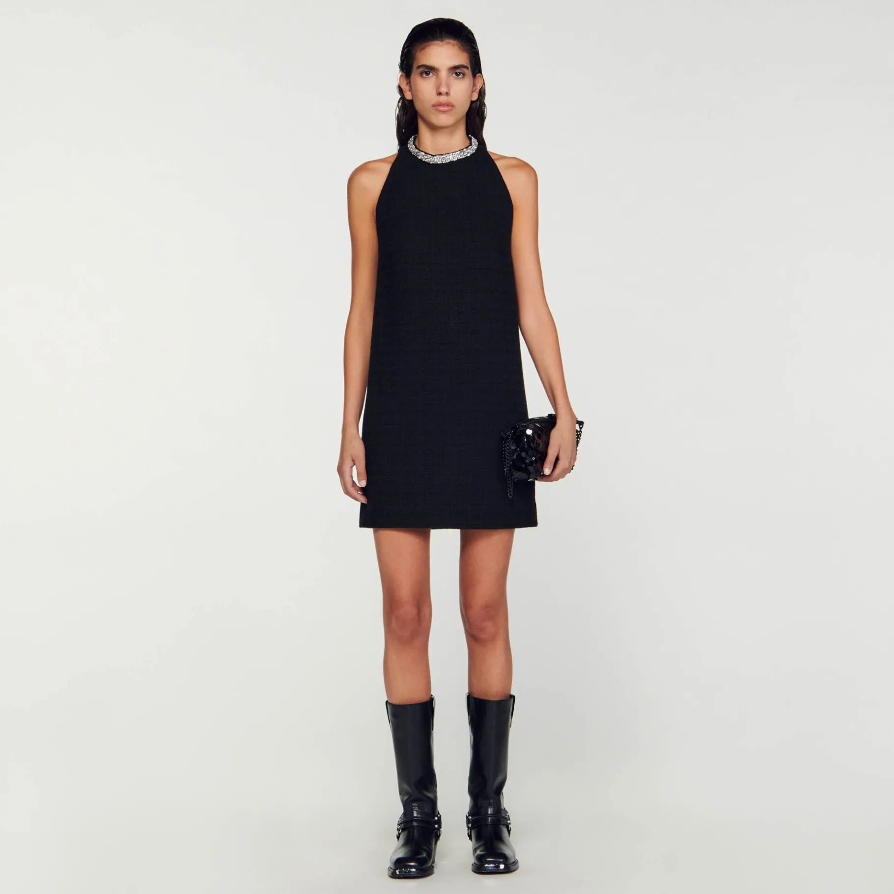 Sandro Paris Vestidos-Vestido Com Gola Com Joias
