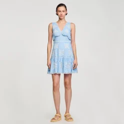 Sandro Paris Vestidos-Vestido Curto Com Bordado Ingles