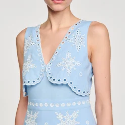 Sandro Paris Vestidos-Vestido Curto Com Bordado Ingles