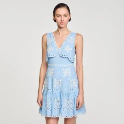 Sandro Paris Vestidos-Vestido Curto Com Bordado Ingles