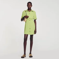 Sandro Paris Vestidos-Vestido Curto Com Botoes