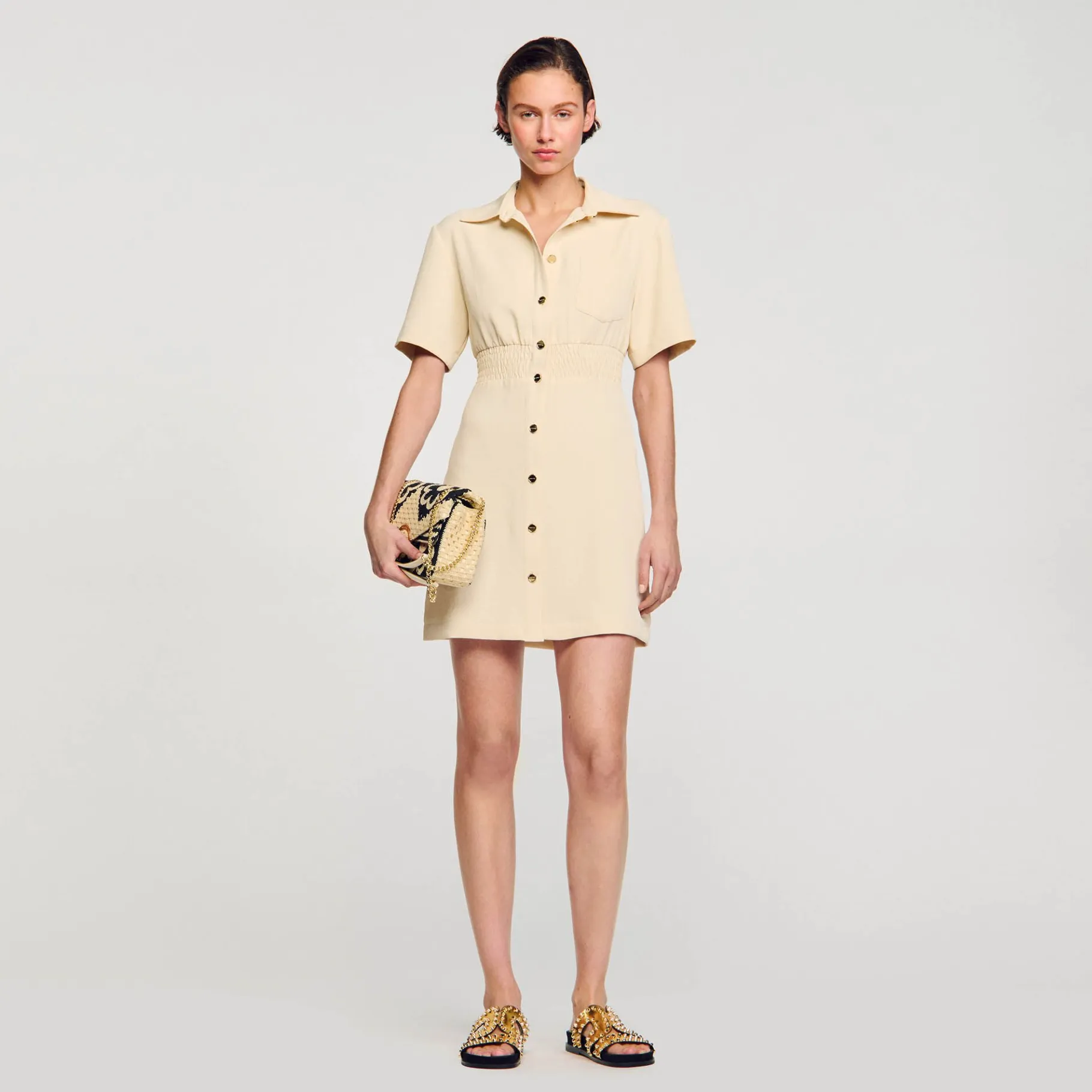 Sandro Paris Vestidos-Vestido Curto Com Botoes