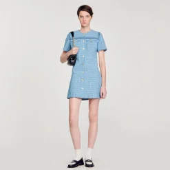 Sandro Paris Vestidos-Vestido Curto De Tweed Com Botoes