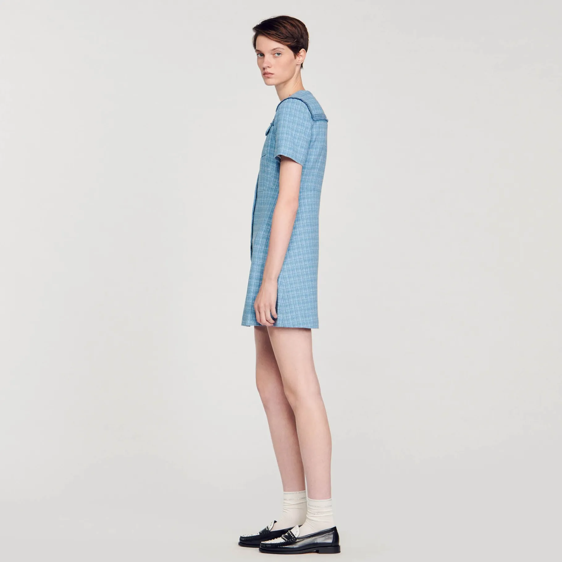 Sandro Paris Vestidos-Vestido Curto De Tweed Com Botoes