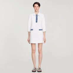 Sandro Paris Vestidos-Vestido Curto De Tweed Manga Longa