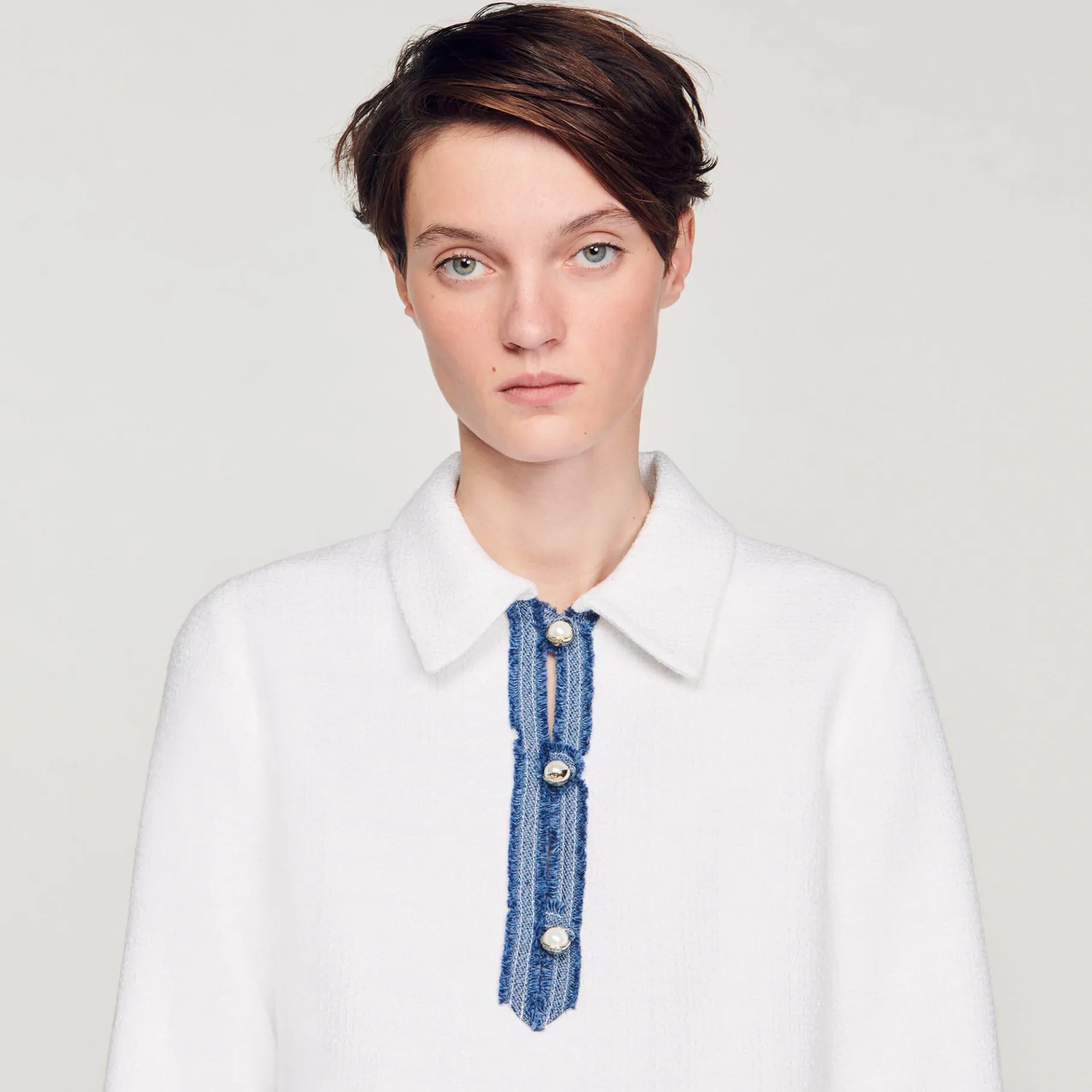 Sandro Paris Vestidos-Vestido Curto De Tweed Manga Longa