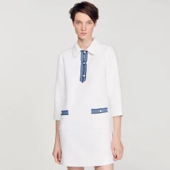 Sandro Paris Vestidos-Vestido Curto De Tweed Manga Longa