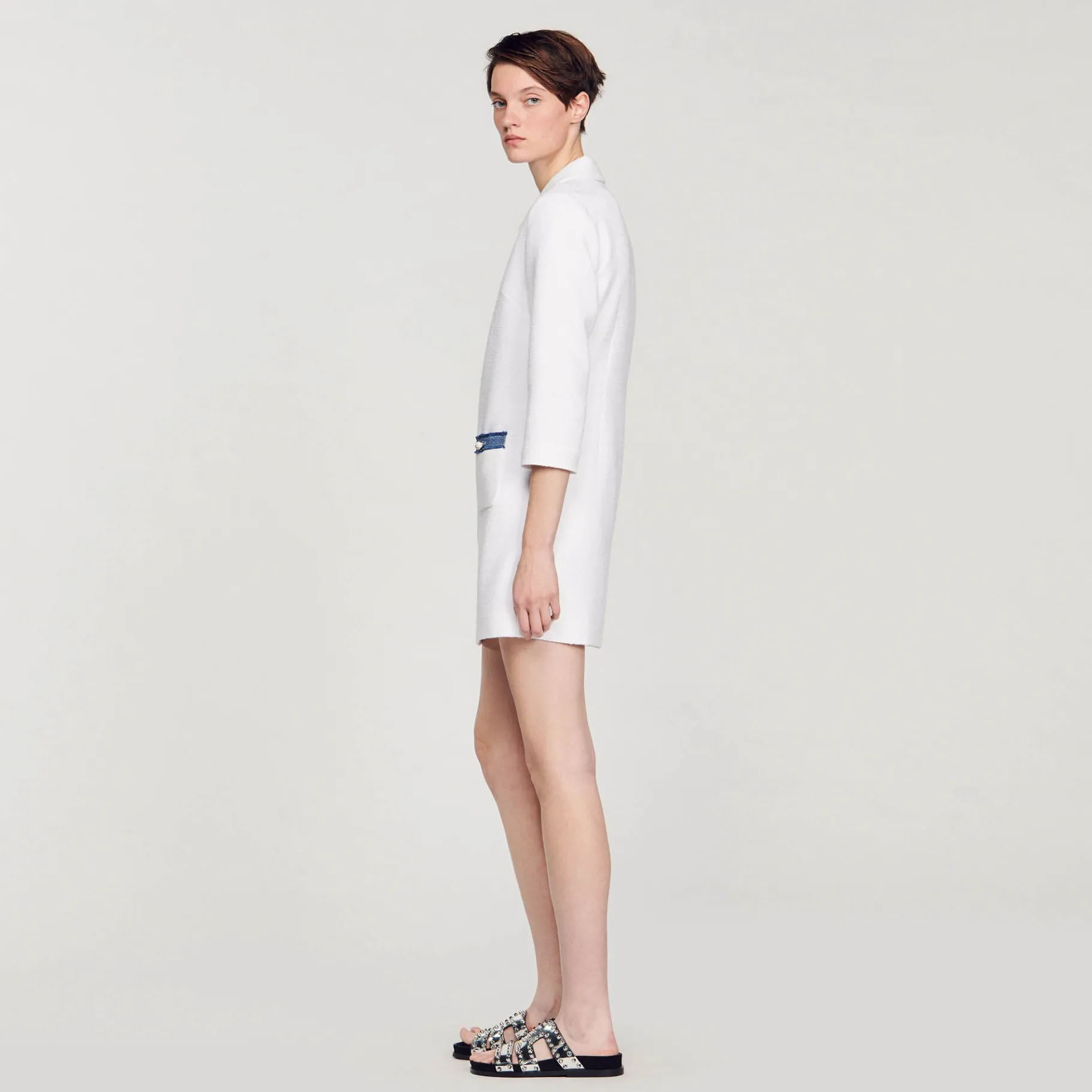 Sandro Paris Vestidos-Vestido Curto De Tweed Manga Longa