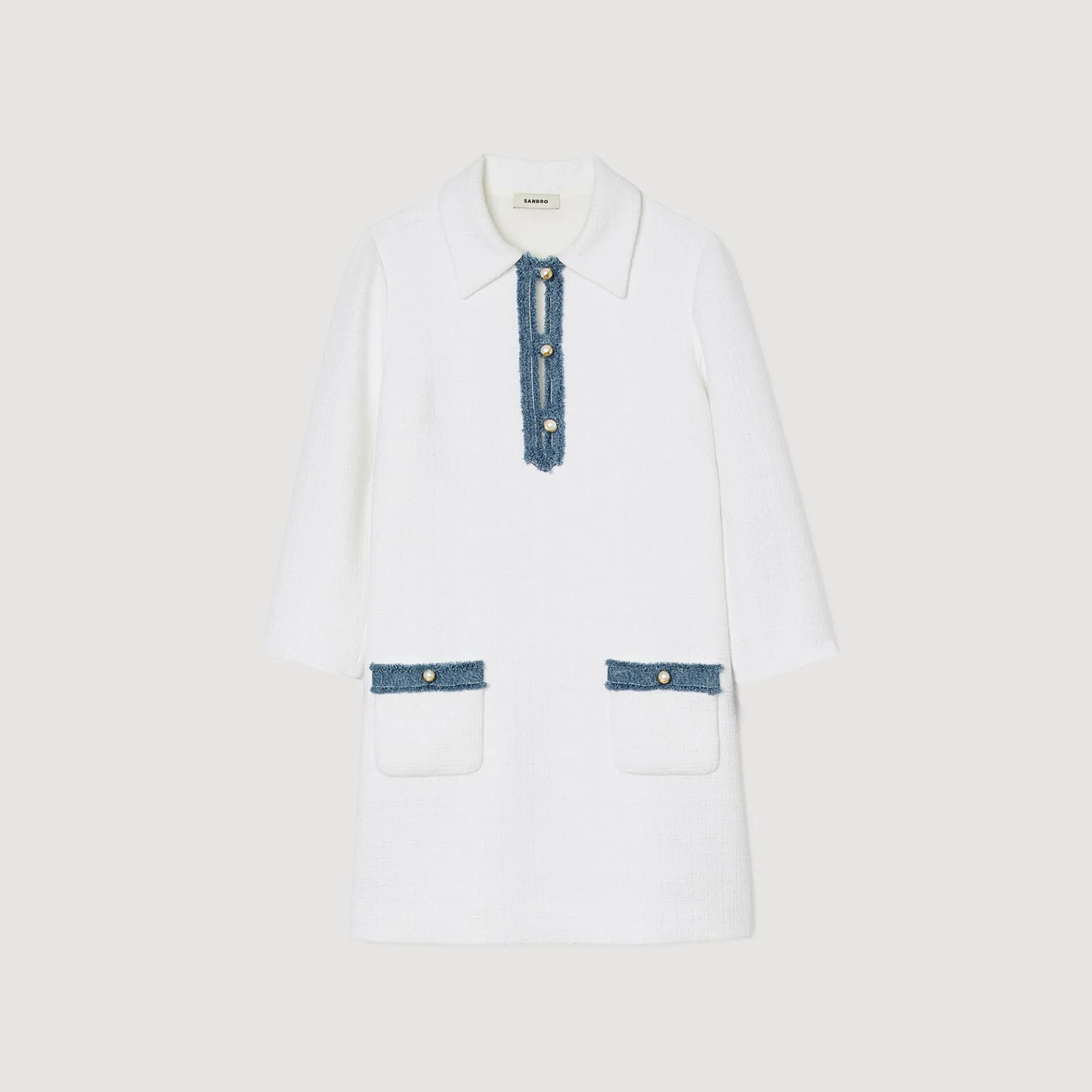 Sandro Paris Vestidos-Vestido Curto De Tweed Manga Longa