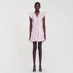 Sandro Paris Vestidos-Vestido Curto Guipura Com Margaridas